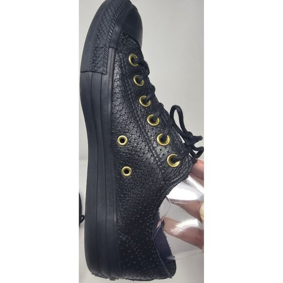 Converse Womens Black Leather Chuck Taylor All Star Low Top Sneaker Shoes Size 8 - Picture 6 of 13
